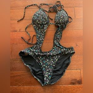 VS Pink monokini with rhinestones- m